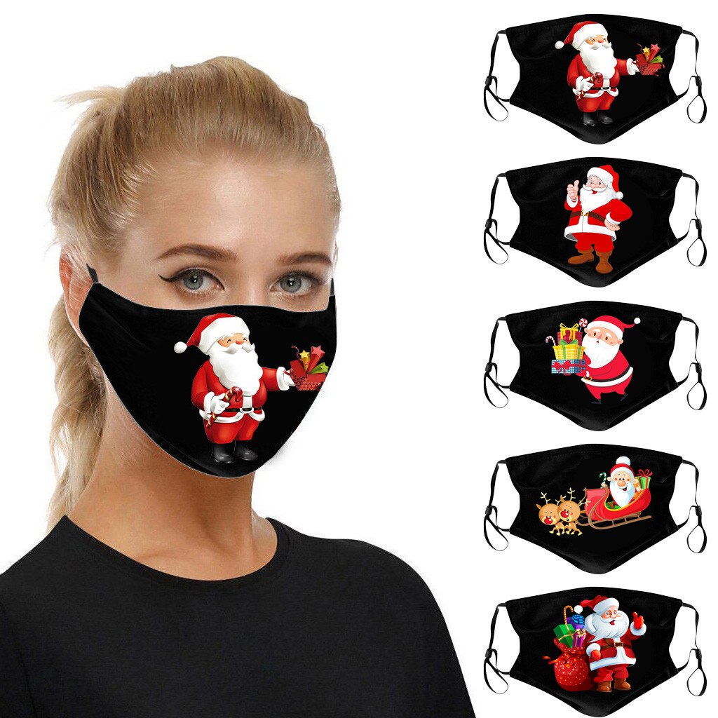 1PC Per Adulti Di Natale Stampa Riutilizzabile Lavabile Maschere Maschera In Tessuto Traspirante di Travestimento Maschera di Protezione Antipolvere Mascarilla