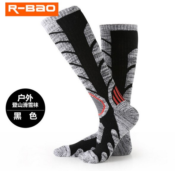 3 Paia di Sci Calzini E Calzettoni R-BAO RB3301 Degli Uomini di Sport Calzini E Calzettoni 85% Cotone Caldo da Trekking All&#39;aria Aperta Calzini E Calzettoni: Black