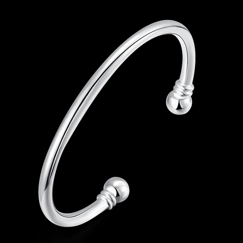 Classic and Charm Men Jewelry Silver Plated Opening Friendship Bangles Bead Cuff Bracelets Bijouterie