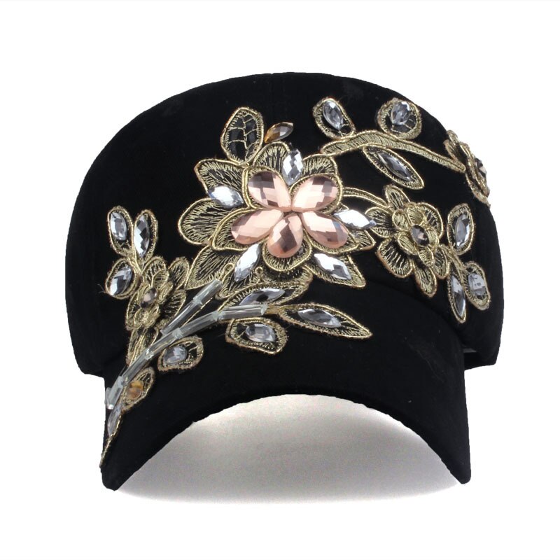 Mærke baseball kasket blomster bling diamant kanvas snapback kasketter til kvinder kvindelig solhat rhinestone denim kasket hatte