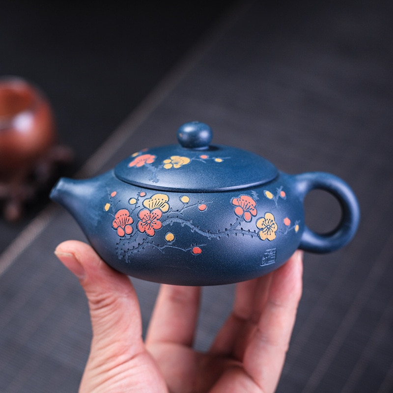 Yixing Theepot Handgemaakte Paarse Klei Kung Fu Waterkoker Platte Xishi Pot Met Geschenkdoos