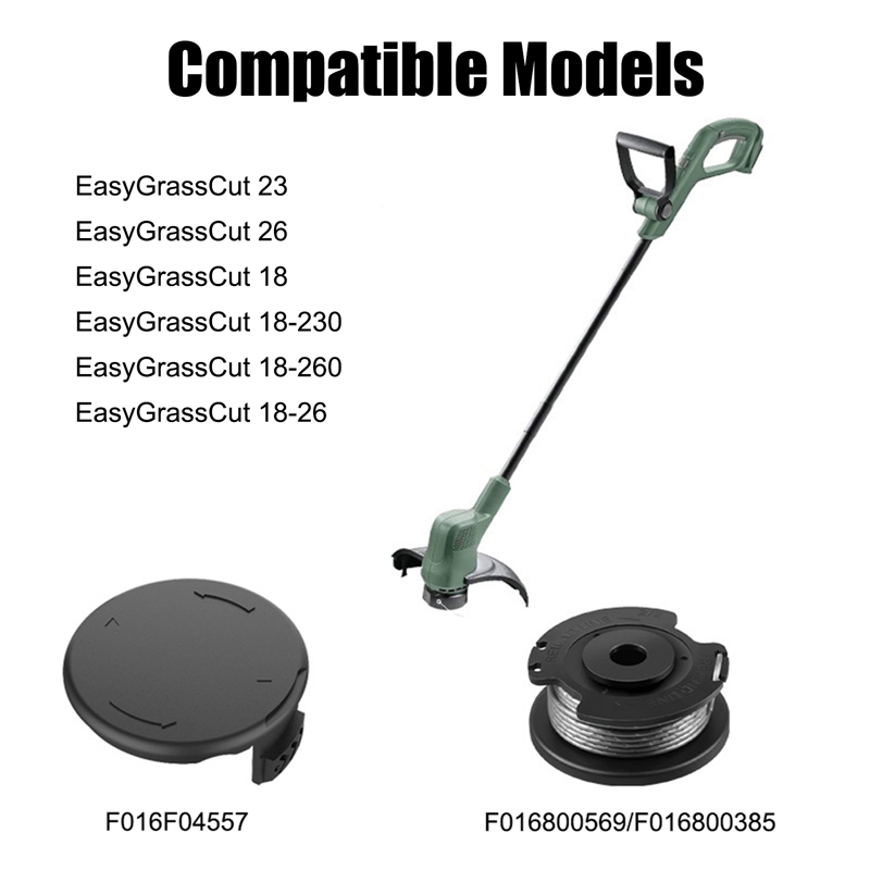 F016800385 String Trimmer Spool Line For Easygrasscut 23, 26, 18, 18-230, 18-260, 18-26 Replacement (1Spool+1Cap)
