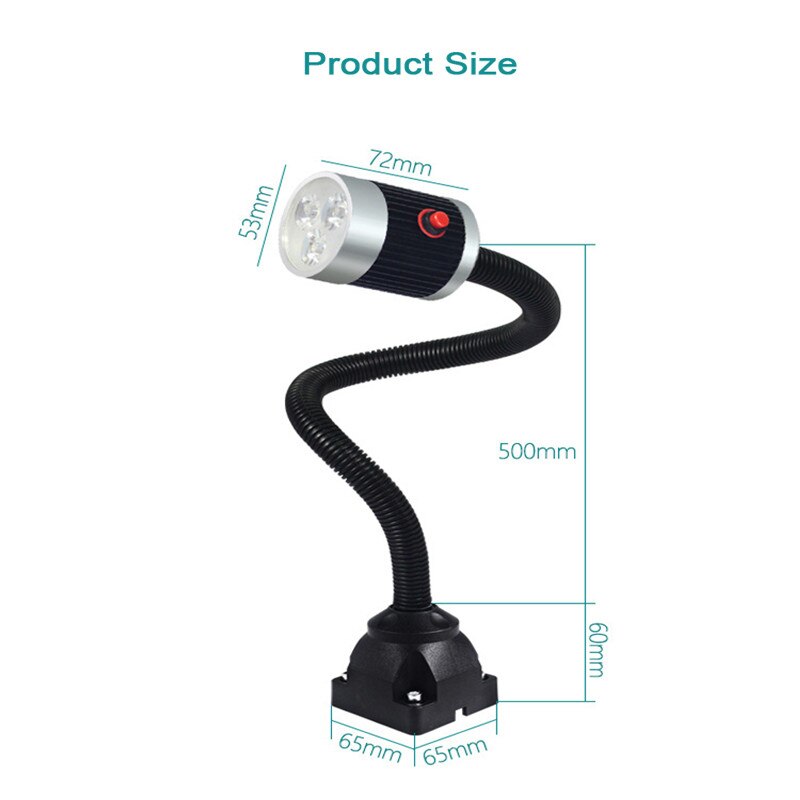 220v 9w Led Machine Work Lamp 50cm Gooseneck Indus Grandado