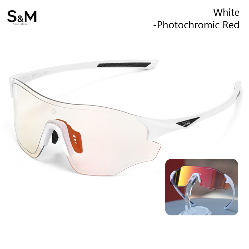 S&M Photochromic Glasses Marathon Sports Change Windproof Glasses Cycling Sunglasses Women's Bicycle Glasses UV400 Goggles: black