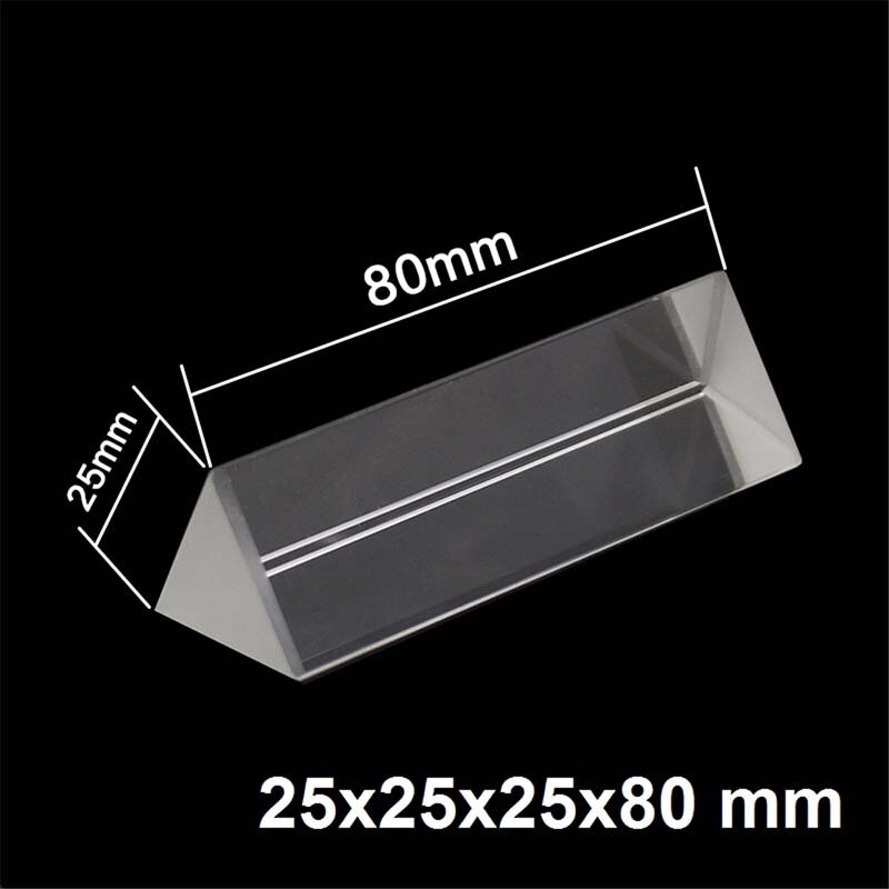 3pc 25x25x80mm Triangular Prism BK7 Optical Prisms Glass Physics Teaching Refracted Light Spectrum Rainbow