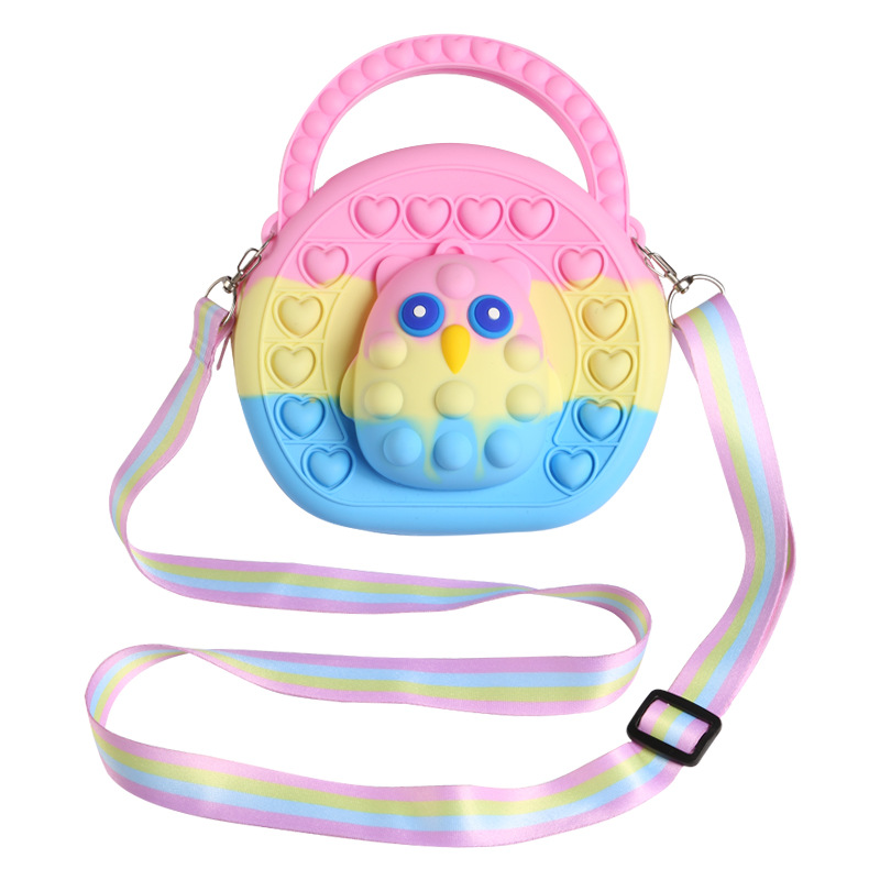 Sac à main rond avec hibou Pop It pour enfants, sensoriels, Anti-Stress, jouet à presser: 4