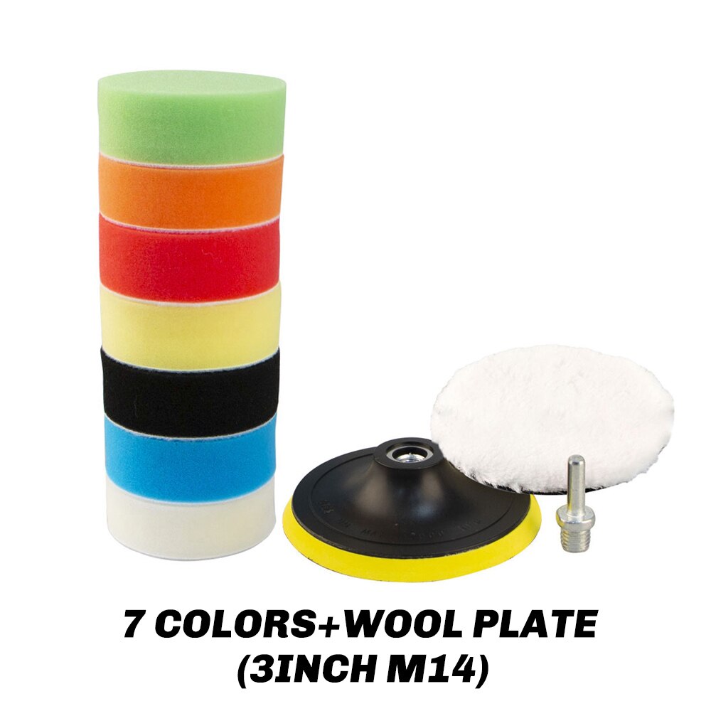 Almohadilla de esponja de pulido 10 Uds. 3 ''5'' 6 ''7'' Kit de herramientas de mano pulido circular compuesto para pulidor de coche: 10pcs 3inch M14