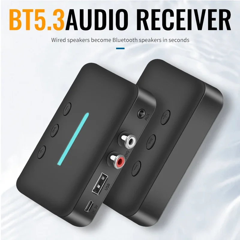 Bluetooth 5.3 Audio Ontvanger Adapter Draadloze Stereo Muziek Usb 3.5Mm Aux R/L Rca Ondersteuning U-Disk Afspelen Voor Desktop Speaker Amp