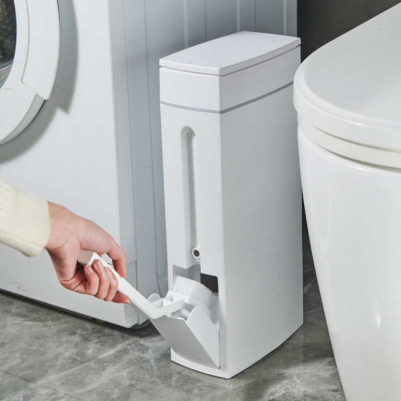 Juego de cepillos de baño para el hogar con tapa, cesta de papel higiénico pequeña y estrecha, cubo de basura, maquillaje de estilo japonés