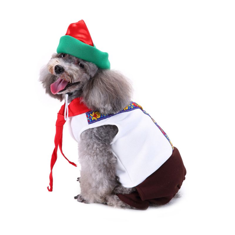 Kæledyr hund klud kostume sjov kæledyr kjole magisk sømand kulør jul uniform hat halloween fest fancy kjole cosplay 1