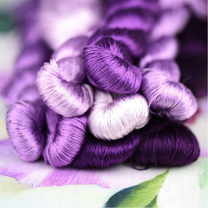 100% silk thread hand embroidery embroider cross stitch 1pcs 400m silk embroidery thread Taro purple series 8 pure colors