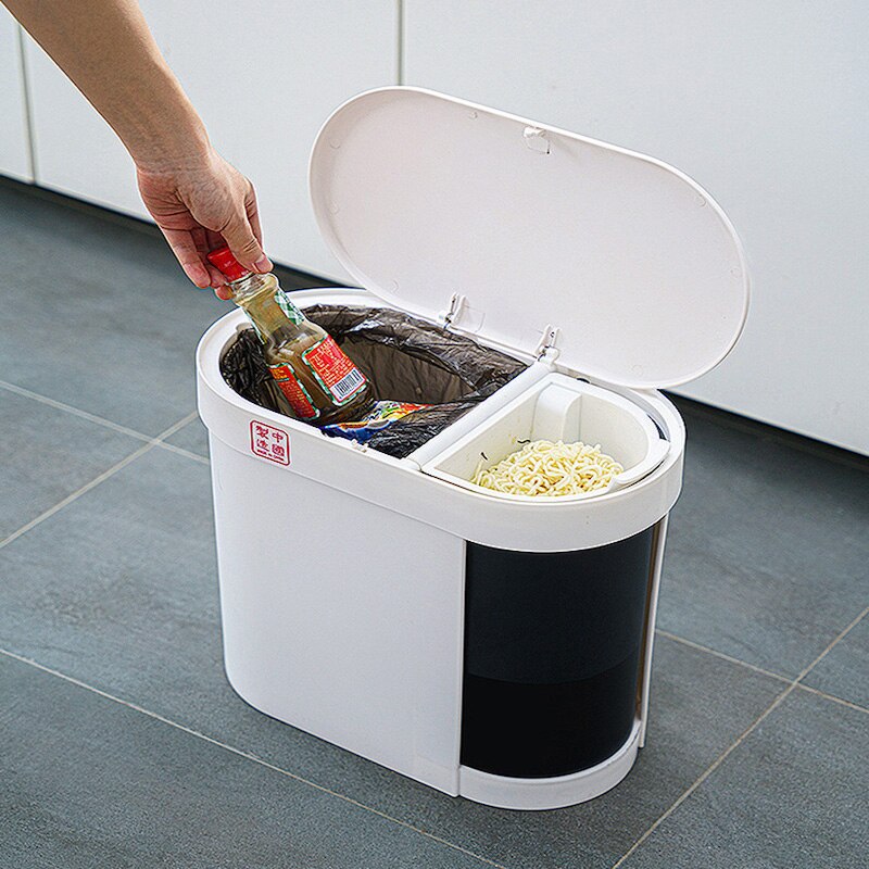 Trash Can Recycling Trash Can For Kitchen Plastic Wet Dry Separation Garbage Bucket Bathroom Waste Paper Basket Home Dustbin