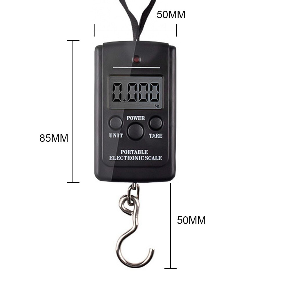 Báscula Digital portátil de 40kg para equipaje de pesca, báscula electrónica de viaje, gancho de ponderación de escala, luz negra