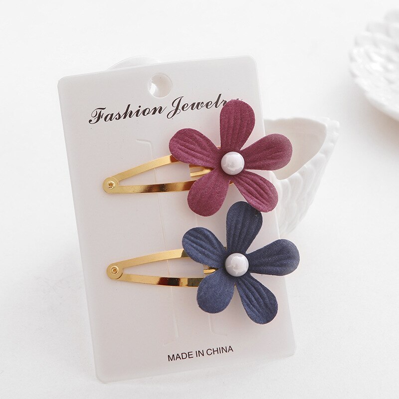 2 stk/ sett barn jenter perle blomst hårklipp jenter barn bb klips til hår hårspenne tegneserie søt hodeplagg: E -05