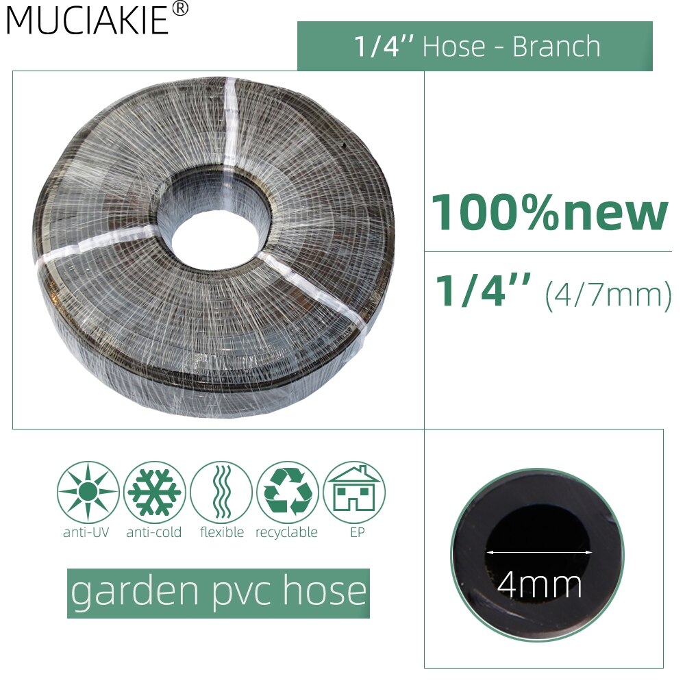 13CM Drip Irrigation System 1/4'' Hose Adjustable Sprinkler Kit 4-Way Micro Watering Flow for Garden Flowers Vegetables