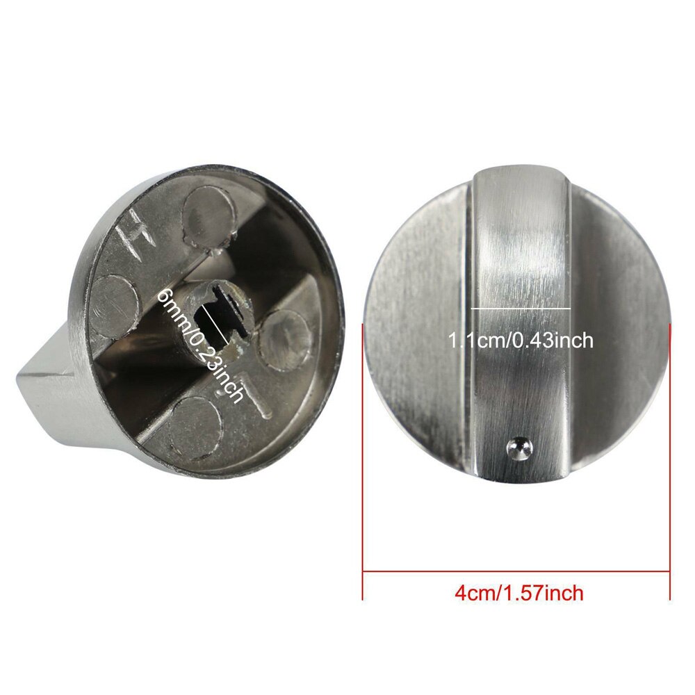 4pcs 6mm Silver Universal Gas Stove Knobs Switch Cooker Oven Hob Control Knobs