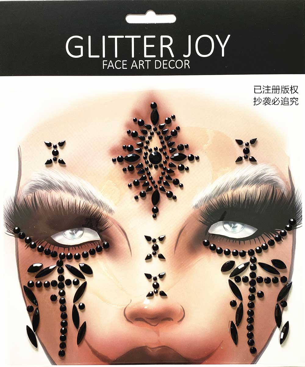 Hfg 22 1pc af uhyggelig dukke make-up forfærdeligt ansigt perle ansigt juvel indretning halloween fest ansigt perle rhinestone