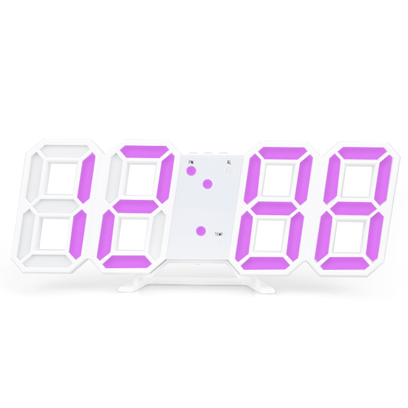 Clock Date Time Celsius Nightlight Display Digital Wall Clock 3D LED Alarm Clock Electronic Desk Clocks With Large Temperature: 05