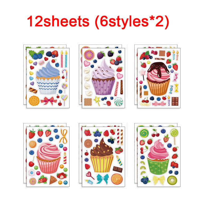 Machen Sie eine Cupcake-AufkleberböGen für freundlicher. Süß. Erstellen Sie Ihren eigenen Cupcake. DIY-Puzzle-Aufkleber. Kindergeburtstagsgeschenke. Party-Aufkleber M: Lavendel