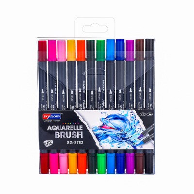 150/118 Kleur Aquarel Markers Voor Tekenen Schilderen Set Professionele Water Haarkleuring Borstel Pen Set Dual Tip Voor School Art: 12 colors