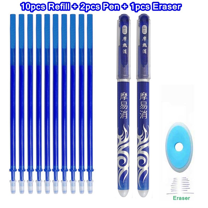 Erasable Pen Set 0.5mm Blue Black Color Ink Writing Gel Pens Washable handle for School Office Stationery Supplies: 13Pcs blue-R