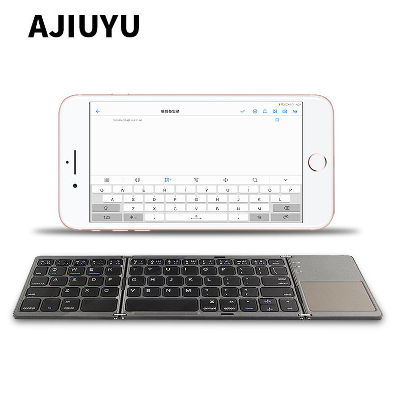 Three folded wireless Bluetooth Keyboard For Apple iPhone X XS Max iphone 7 8 Plus 7Plus 6 6sPlus 5 5S SE x s Mobile Phone Case