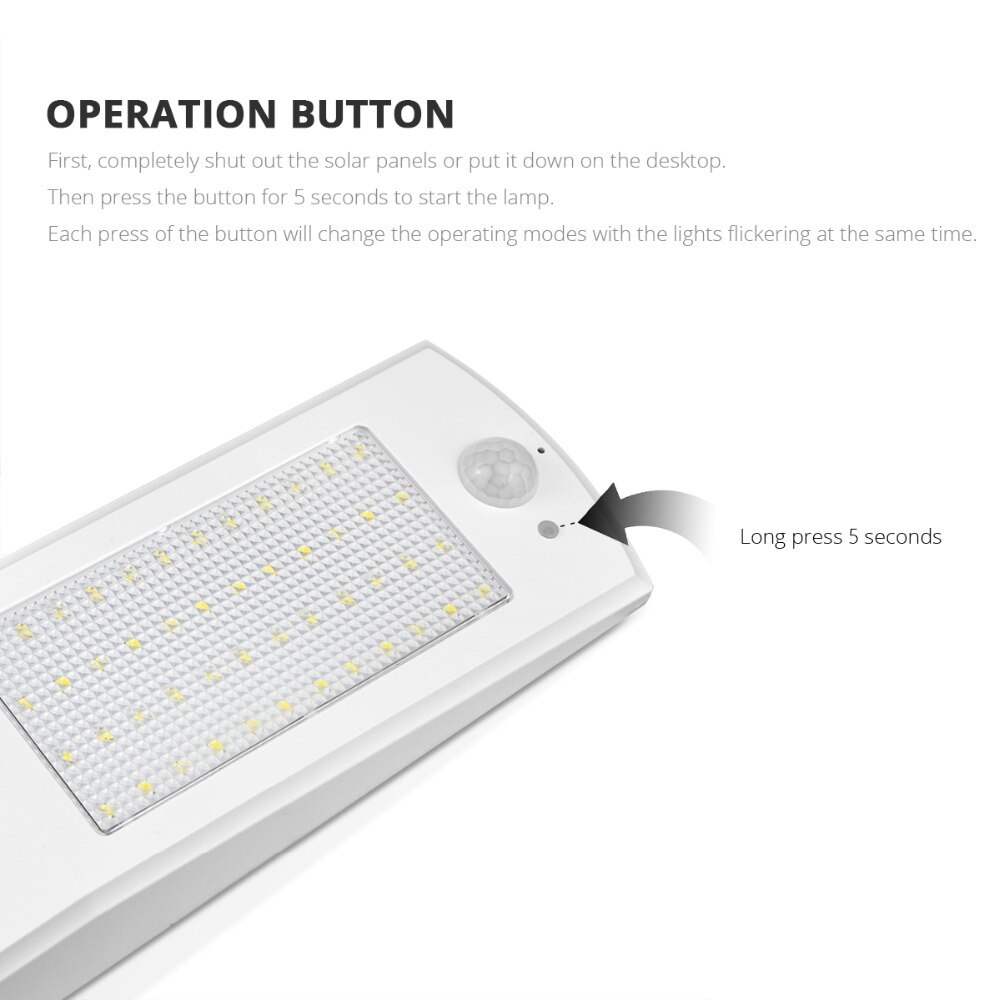 Outdoor Waterproof 48 LEDs PIR Motion Sensor Solar Powered Street light LED Pole Wall Path Light 4Mode 900LM 4500mAh Night light