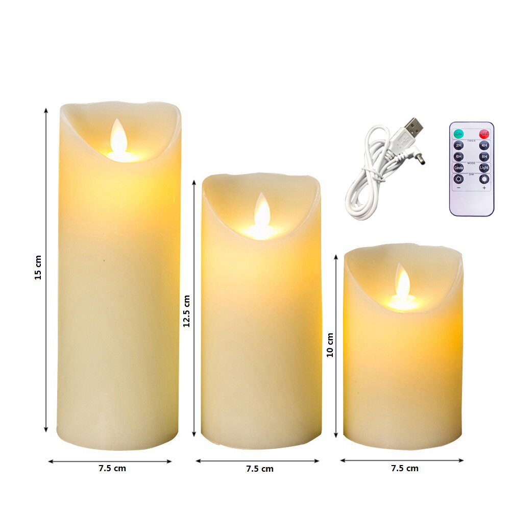 Rechargeable Candles Lights, LED Flameless Candles Smooth Flickering Candle Light with Timer Remote Control for Home Decoration: 3PCS 1 set