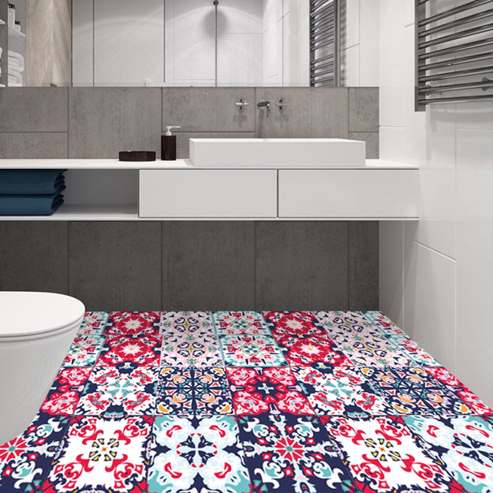 10 sztuk retro płytka PVC naklejki samoprzylepne wzór klasyczny płytki Sztuka przekątna 3D naklejki podłogowe akcesoria dekoracyjne