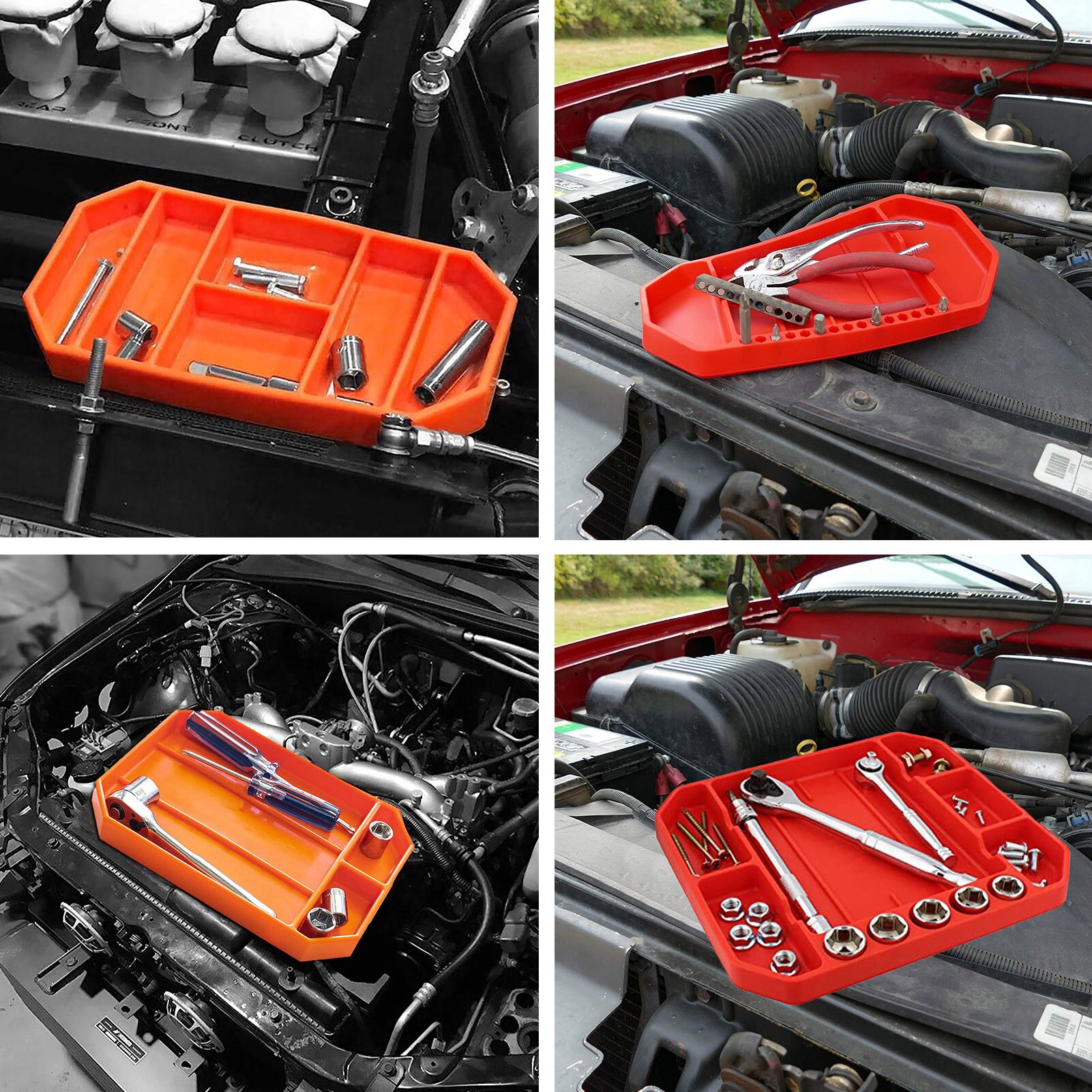 Auto Non-slip Flexible Tool Holder Box Organizer Tray With Handle Silicone Ultra Durabl Workshop Repair Car Tools Storage Tray