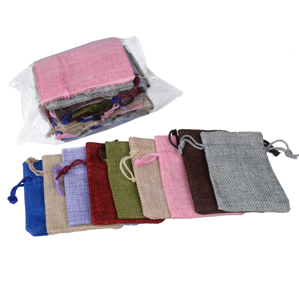 Sac en lin et lin 7x9 cm, 25 pièces, pochette à cordon emballage de bijoux, pochette de mariage