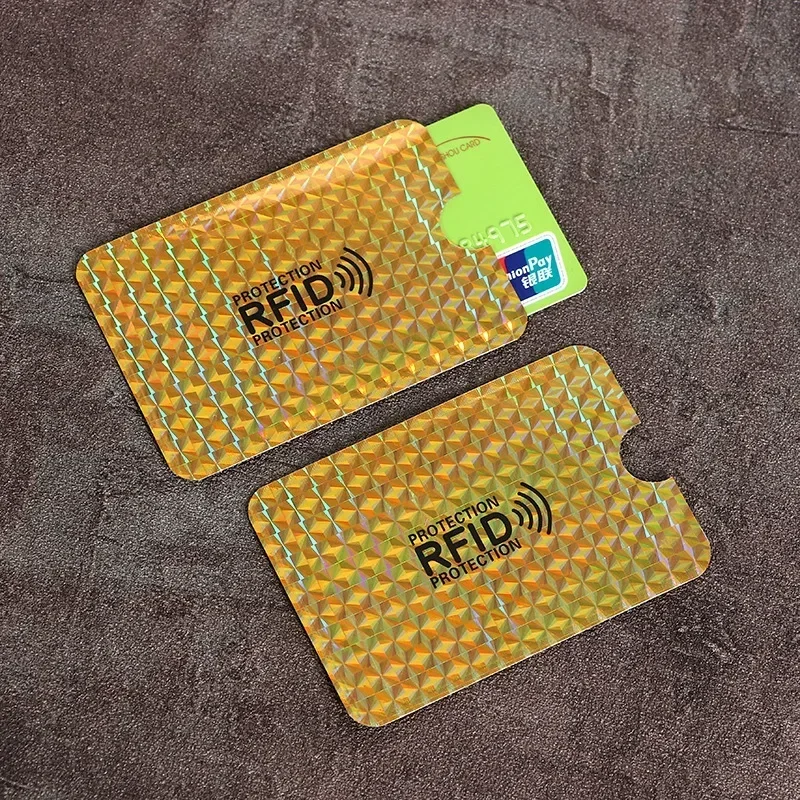Anti-Scan Card 1PC Sleeve Credit NFC RFID-kaartbeschermer Anti-magnetische aluminiumfolie Draagbare bankkaartenhouder Kaarthouder Portemonnee: Beige