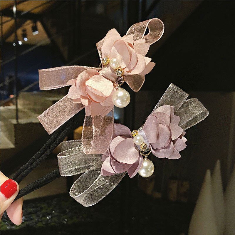 Moño de flores para mujer, Donut para hacer moños, perlas grandes dulces, herramienta de fabricación de cabello artesanal, accesorios para el cabello