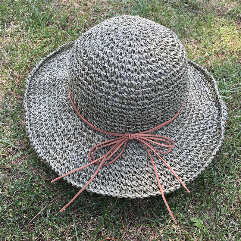 Cloche stil solhat til kvinder strandkasket damer strå cloche hatte pakbar solbeskyttelse derby rejsehat håndlavet: Grøn
