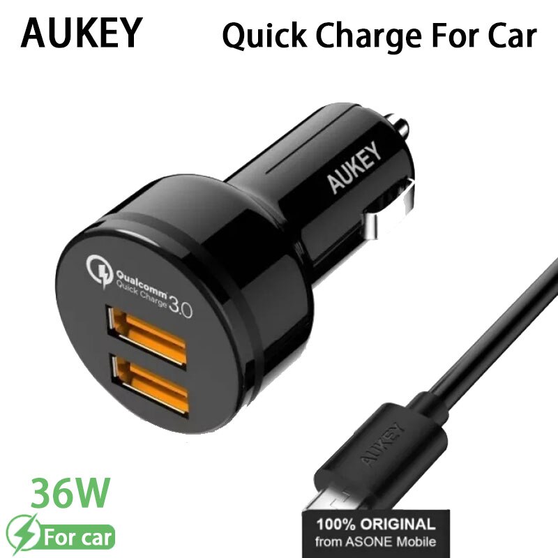 Aukey CC-T8 Dual Usb Snel Opladen 3.0 36W Auto Charger Fast Charger Adapter Met 1M Usb-Micro kabel Opladen Station Voor Telefoon