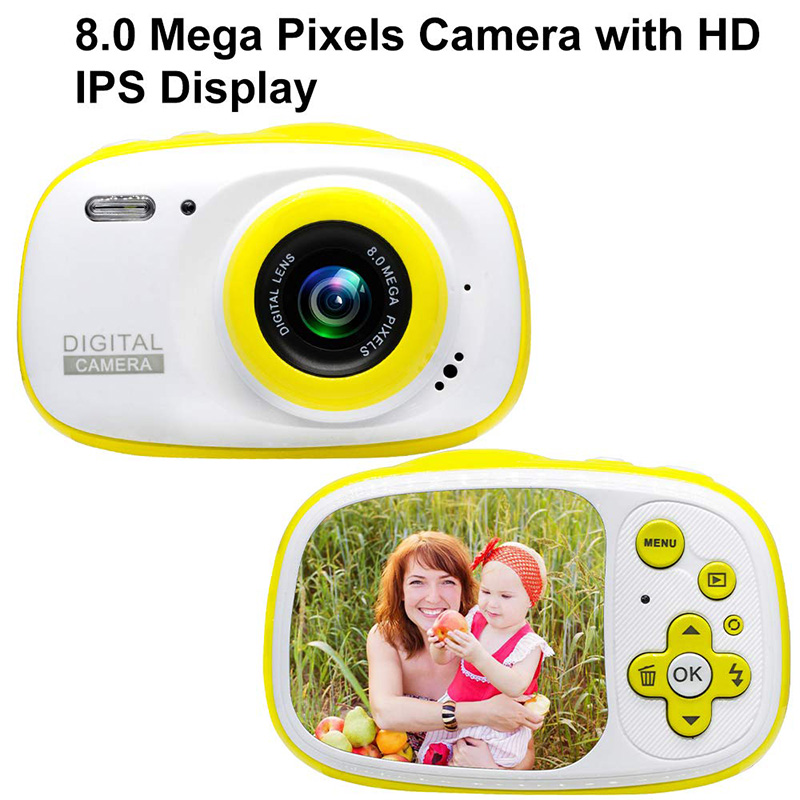 Kids Waterproof Digital Camera Video Mini Child Camcorder for Kids Support MP3/MP4 with 2.0 Inch HD IPS Screen Children's Camera