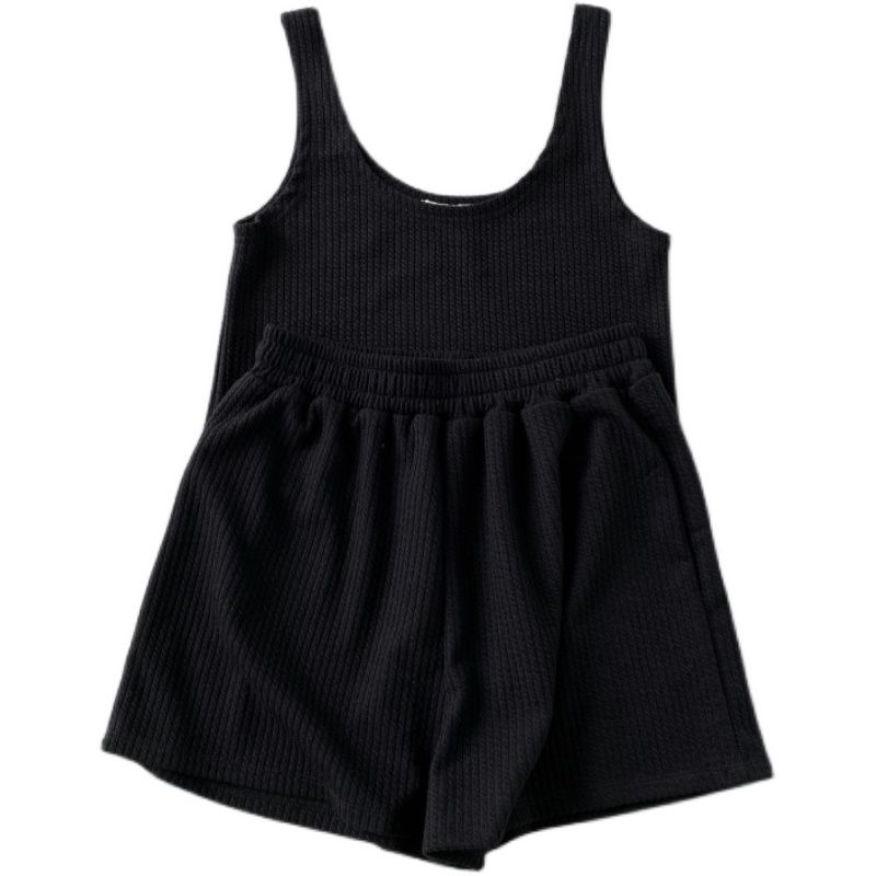 QWEEK-Pijama de verano para mujer, ropa de casa, conjunto de 2 piezas, trajes femeninos con pantalones cortos, ropa de dormir informal