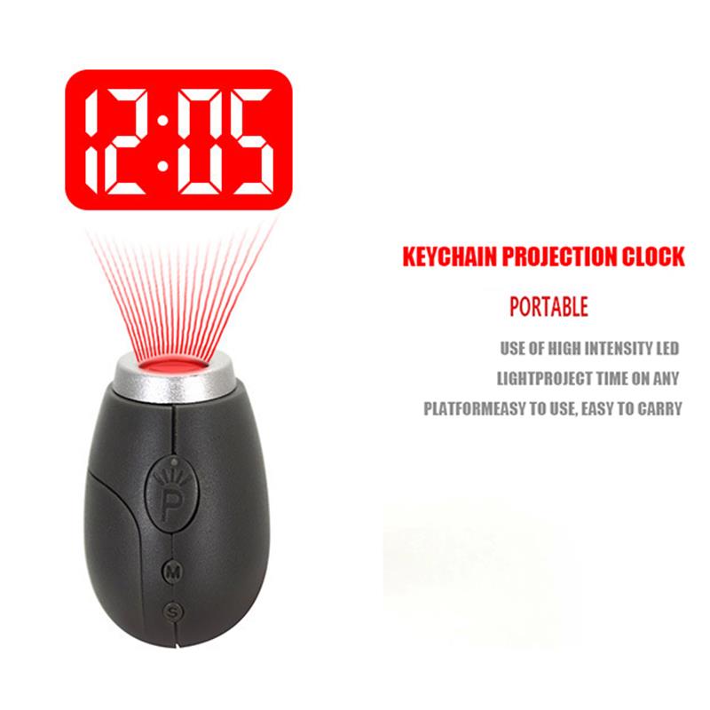 Mini Digital Projection Clock Portable LED Clocks Time Projection Flashlight Night Light Projector Clock With Key Chains