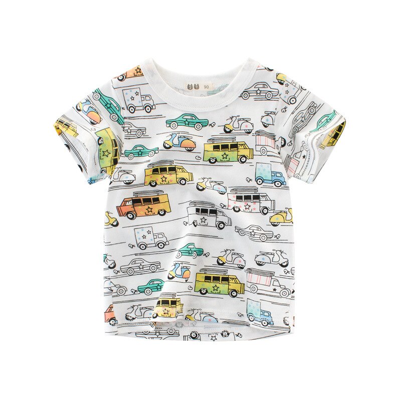 Jungen T Shirt Spitzen Lange-Ärmel Kleinkind Baby Mädchen freundlicher freundlicher Baumwolle Herbst Frühling Drucken Auto für 2 3 4 5 6 7 jahre: 7T