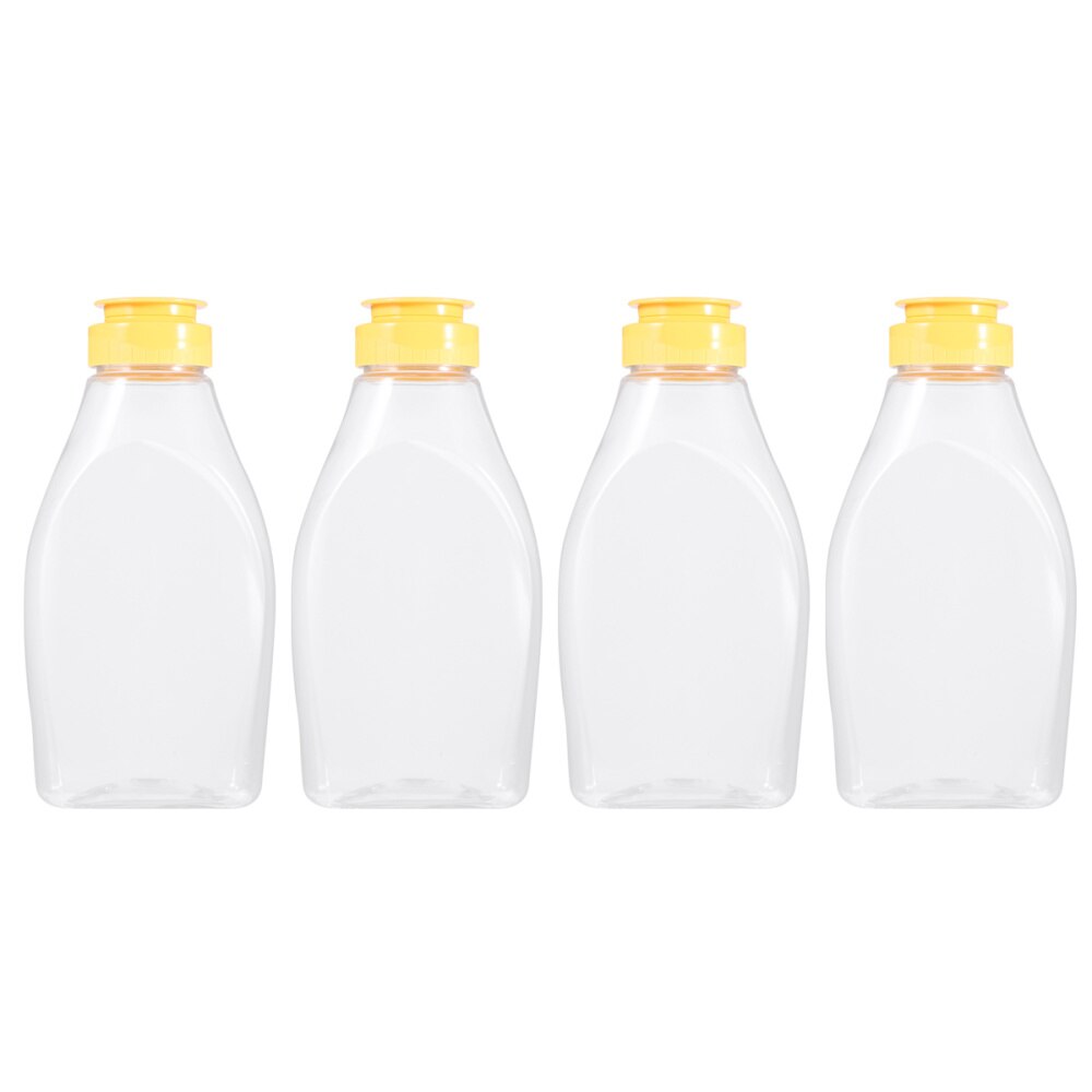 4 st transparent plast honungsflaska matförpackning flaska honungsburk med lock honungsflaska sylt behållare för hem  (500g kapacitet: Default Title