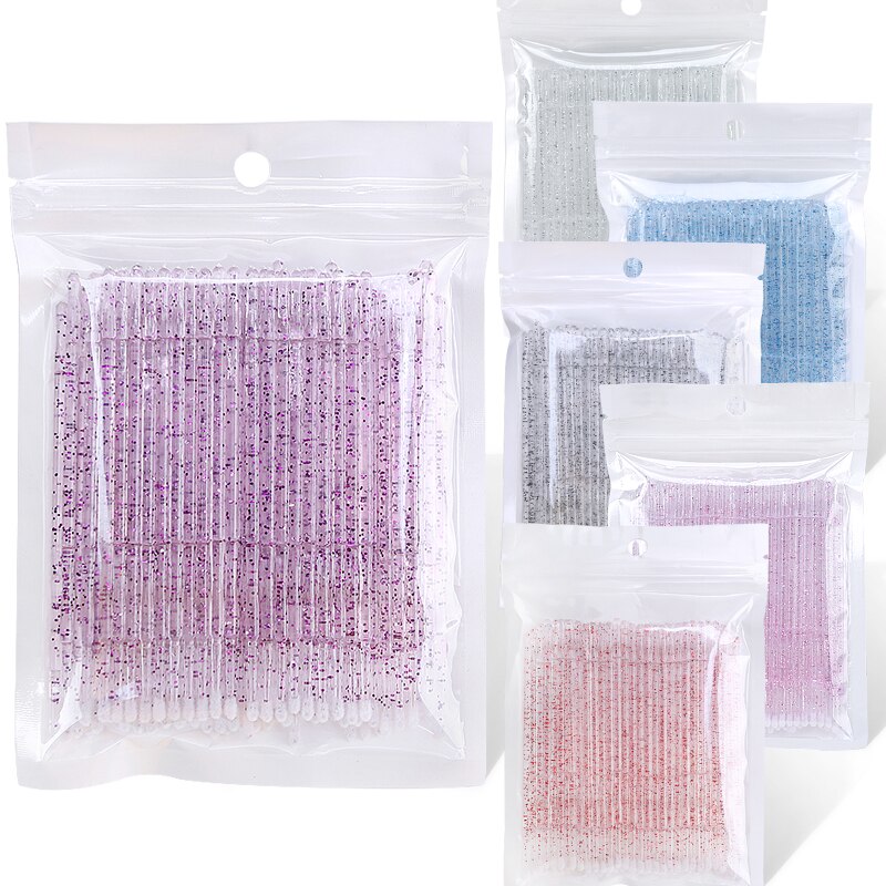 100pcs Disposable MicroBrush Eyelashes Extension Individual Lash Removing Swab Crystal Micro Brush Eyelash Extensions Tools