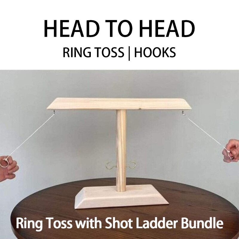 Ring Toss Spelletjes Voor Kinderen Volwassenen Houten Mini Ring Toss Spel Met Shot Ladder Bundel Toss Bumperkleven Game Set Voor 2 Haken