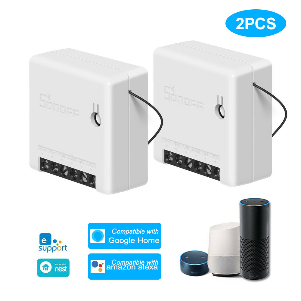 Itead Sonoff MINI interruptor inteligente DIY pequeño Control remoto interruptor Wifi compatible con un interruptor externo trabajo con Alexa Google A casa: 2 pcs