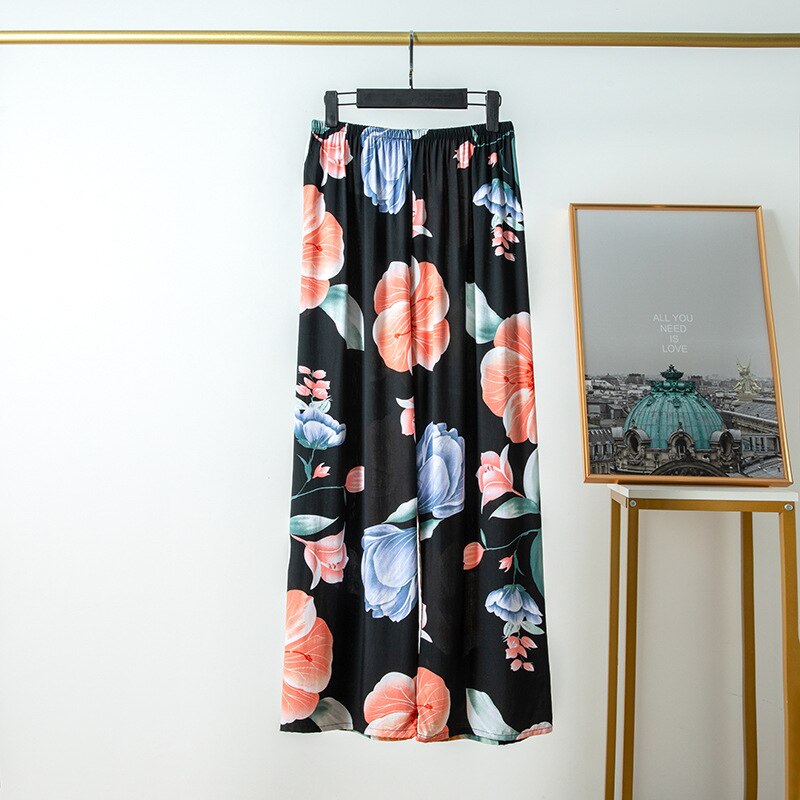 Pyjama en coton et lin pour femmes, style décontracté, confortable et fin, pantalon à jambes larges, pour la maison, en rayonne, grande taille: 010