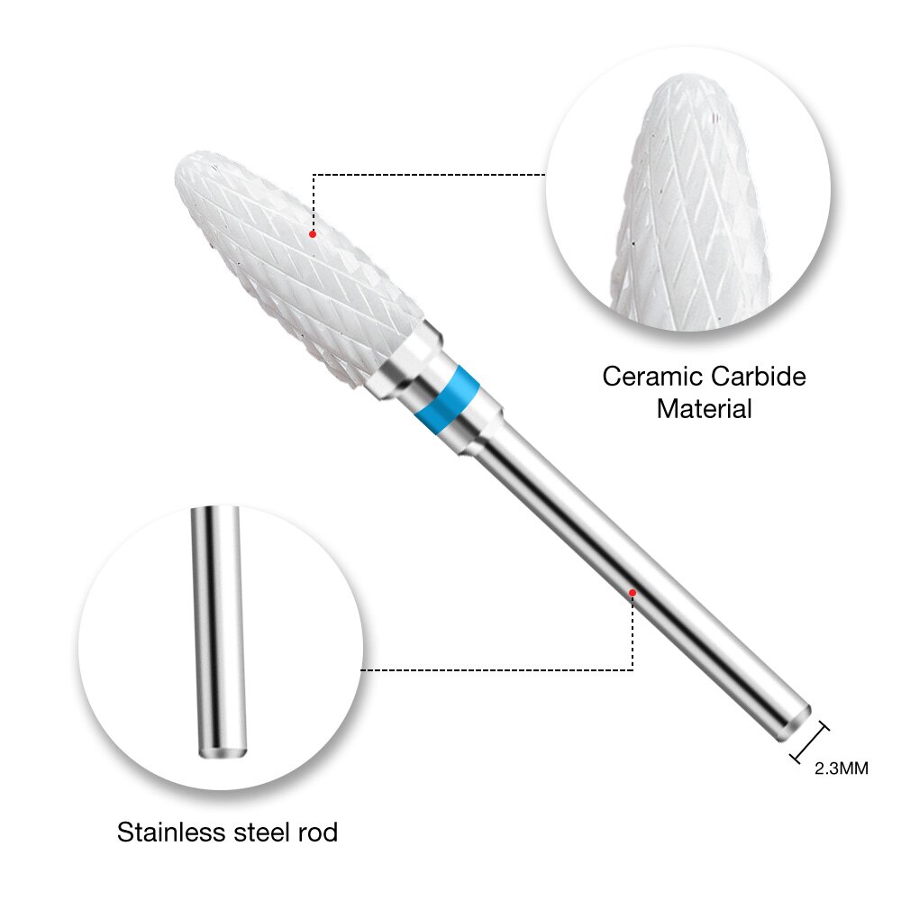 Juego de brocas de cerámica para uñas, Kit de taladro eléctrico de manicura para fresadora, limas de uñas, accesorios de equipo de arte de uñas, 5 uds.