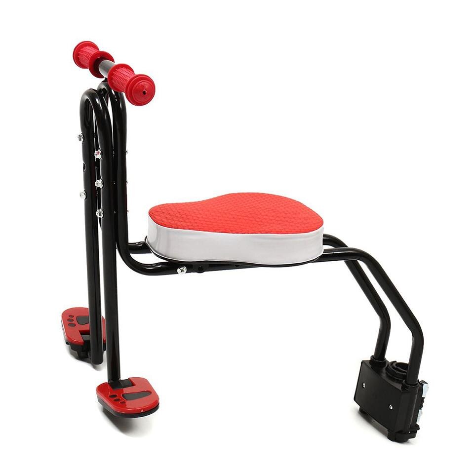 COEWSKE Front Mount Child Bike Seat Kids Bike Seat Foldable Child Bike Seat with Armrest and Pedal for Kids 3-6 Years Old: Red