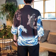 Japanese kimono cardigan men haori yukata male samurai costume clothing kimono jacket mens kimono shirt yukata haori FF001