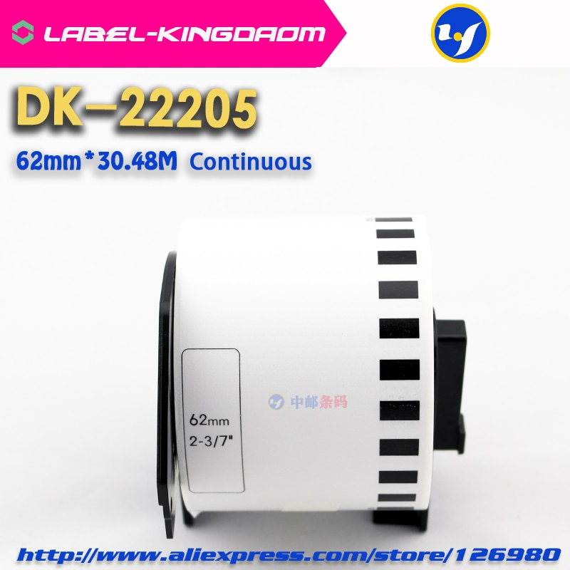 5 Refill Rolls Compatible DK-22205 Label 62mm*30.48M Continuous Compatible for Brother Label Printer White Paper DK22205