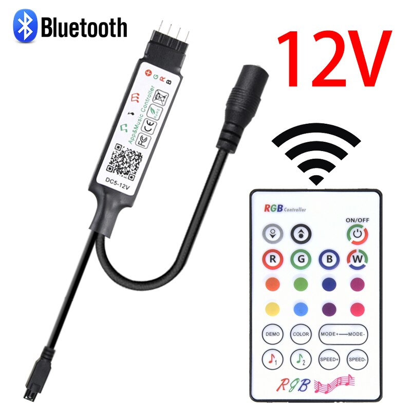 Bluetooth LED 12V Controller RGBW RGBWW RGB LED Strip Controller for RGB Strip Tape APP Music Color Dimmer Controller IR Remote: Female controller