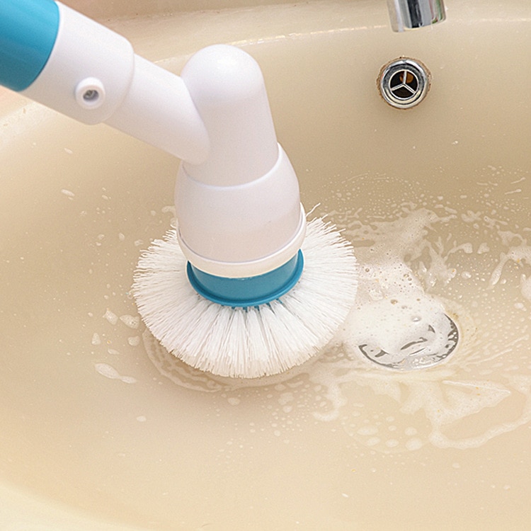 Badeværelse elektrisk turbo spin skrubber rengøringsbørste multi trådløs opladningsrenser med forlængerhåndtag adaptiv børste kar